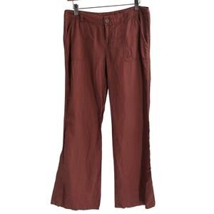 London Jean 100% Linen Blush Red Flare Relax Leg Pants Women’s 6